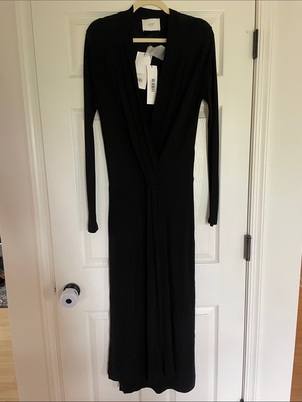 Just Female Black Long Sleeve Wrap Maxi Dress